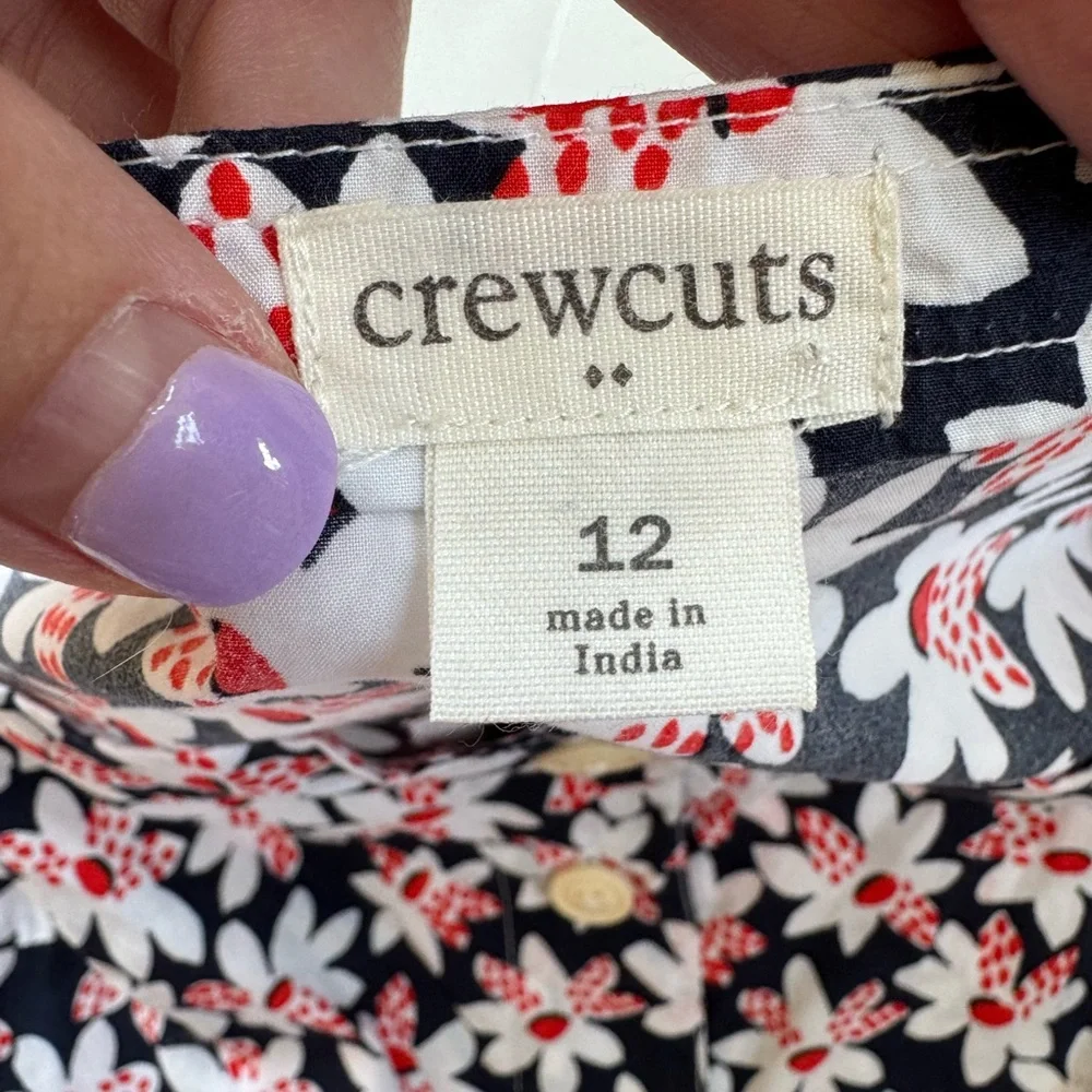 J. Crew Crewcuts‎ Girls Cotton Blend Daisy Floral Print Button Front Dress Sz 12